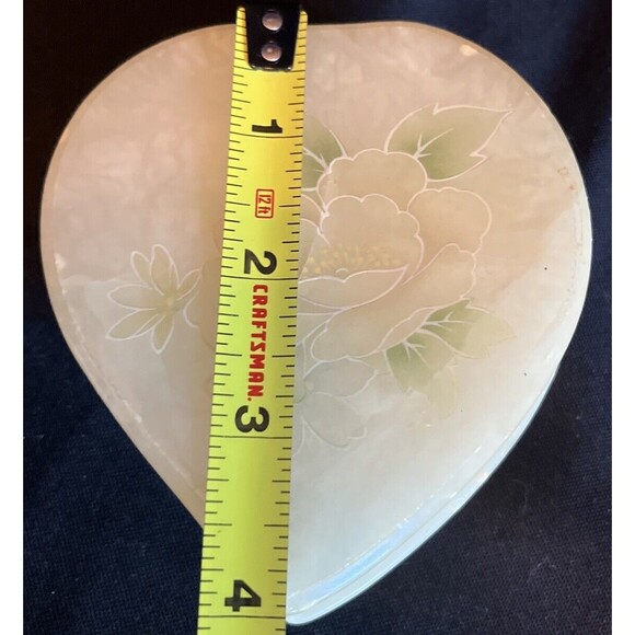 Heart Shaped Alabaster Jewelry Trinket Box Container Hand Carved Stone in Italy - Picture 12 of 14